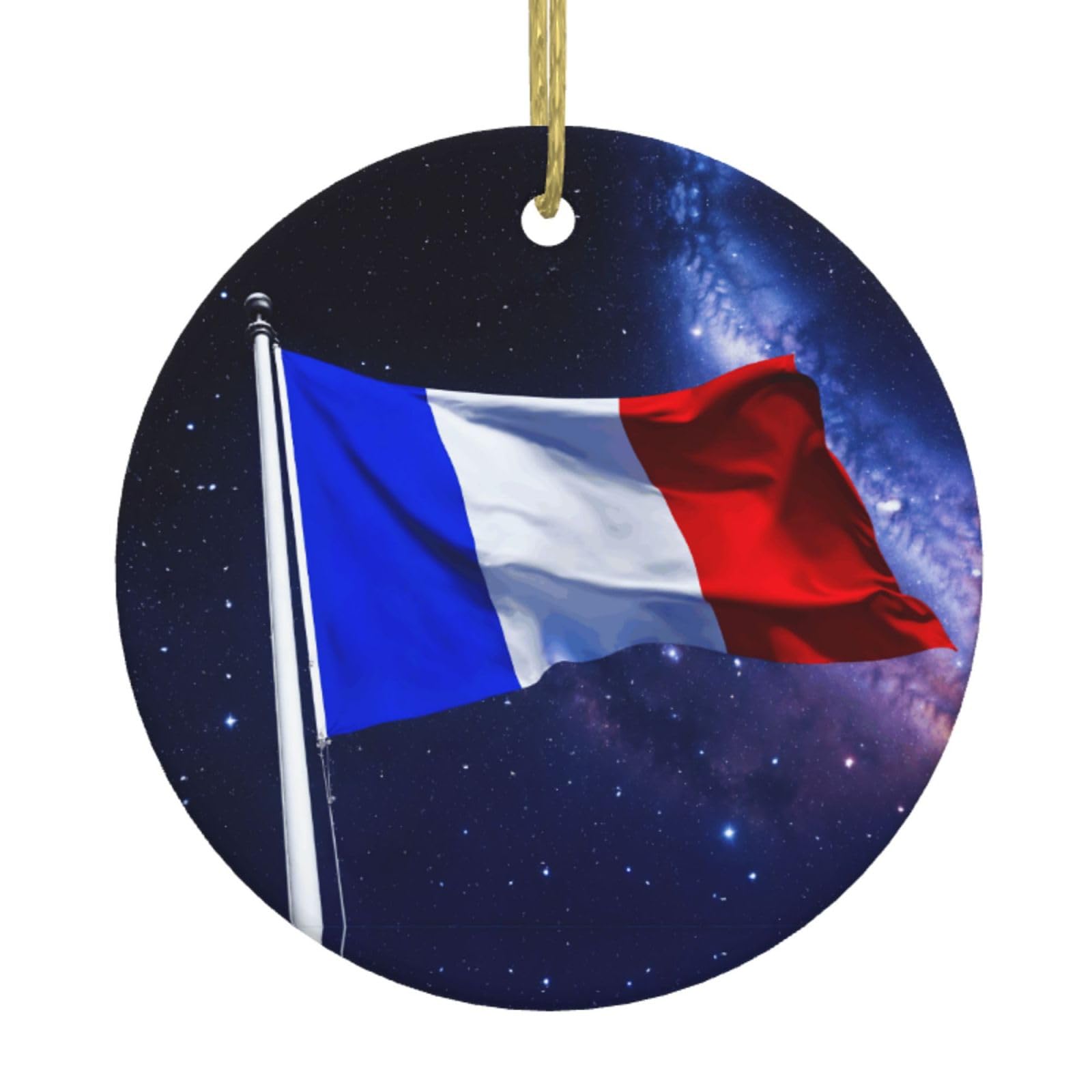 Nativity French Flag Christmas Ornaments Tree Ceramic Round Xmas Tree Hanging Gifts Decora Christian