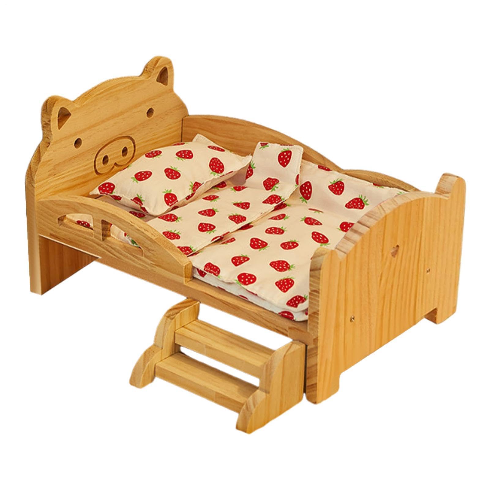 Cama de Animales Pequeños de Descanso en Madera Natural para Animales | Cama Habitable de Madera para Pequeños Roedores Enanos Hámster Enano Jerbo Erizo Chinchilla Conejo