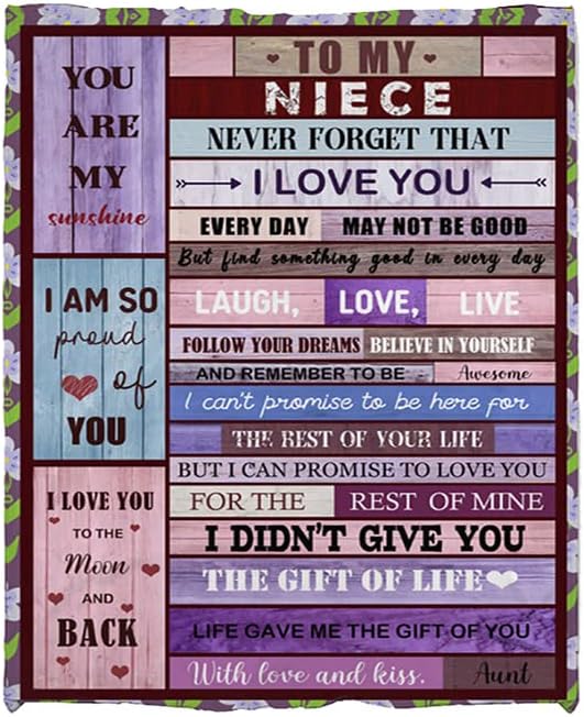 VCXGCF Niece Gifts from Auntie Blanket, Birthday Gifts for Niece, Nieces Graduation Gift Ideas Blankets Throws, Niece Gifts from Aunt,to My Niece Blanket,Best Niece Gifts Ideas 60"x50" ¡­