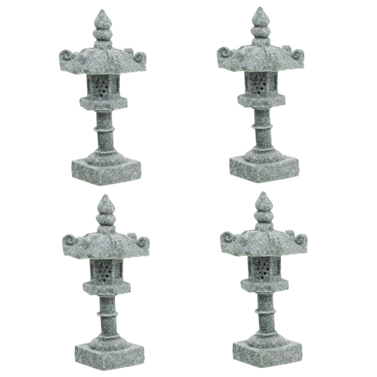 BESPORTBLE 4 Stück Japanische Turmbeleuchtung Laterne Miniatur-pagodenmodell Simulationspavillonmodell Pagode-Modell Mini-pagoden-modelldekoration Pagode-Statue Gartendekoration Stein