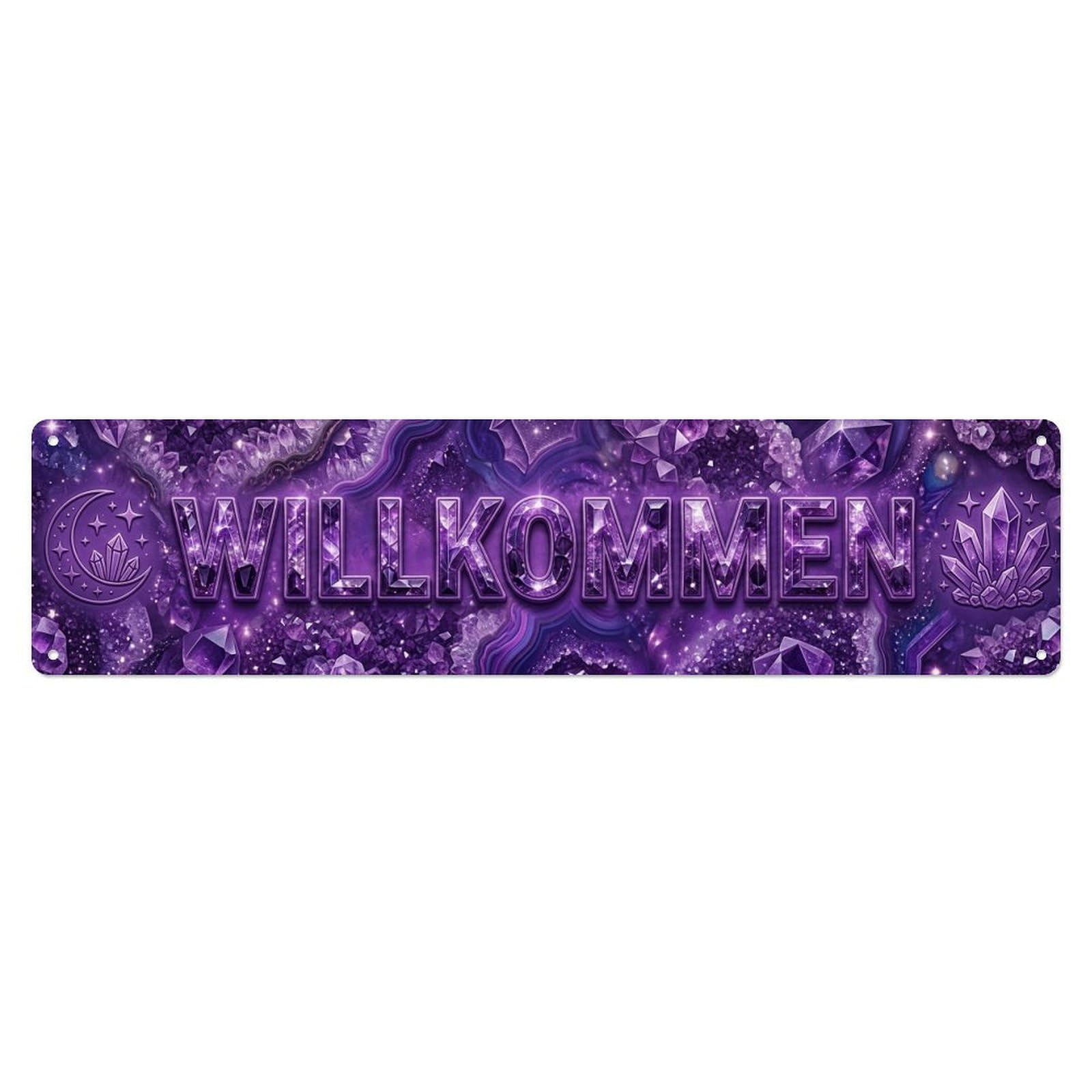 Amethyst Purple Mystical Gem Welcome Metal Tin Sign