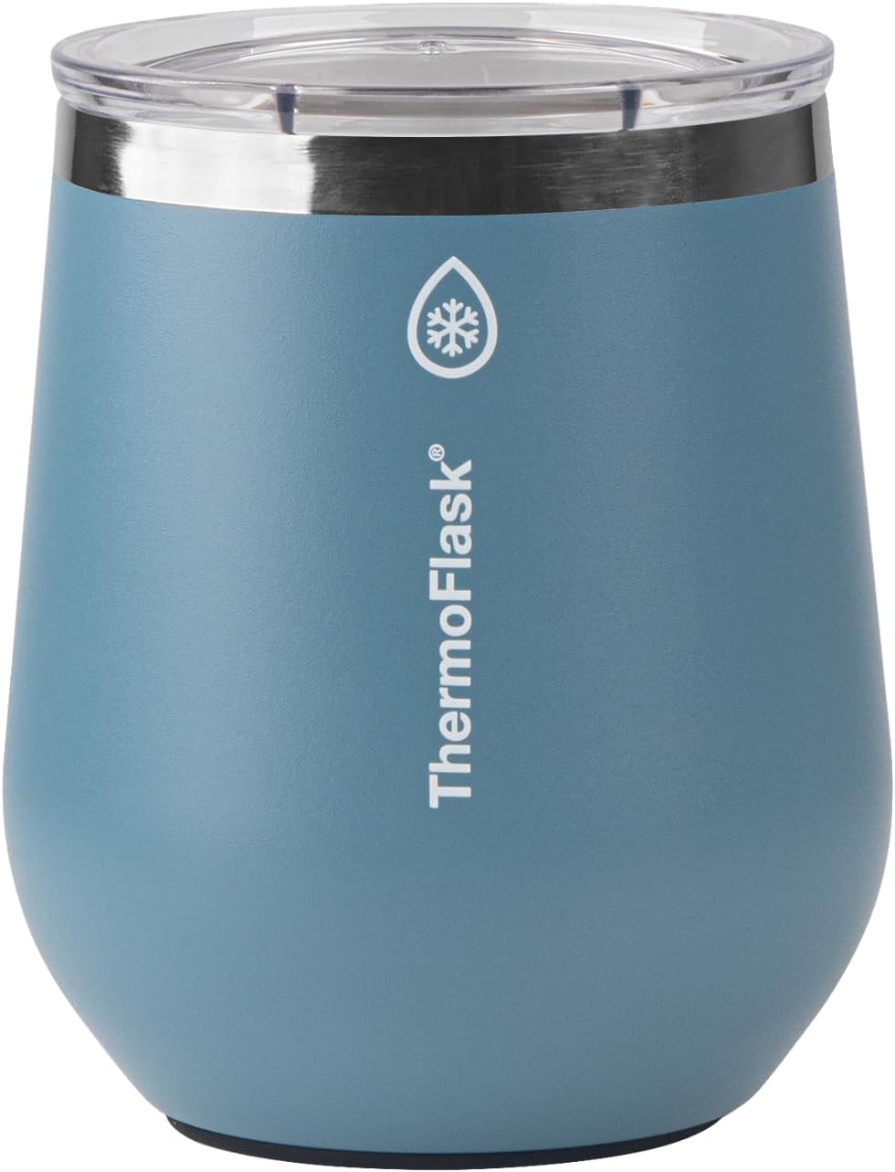 ThermoFlask Drinkware Wine Tumbler - Double-Wall Tumbler for Cold & Hot Drinks - Lightweight & Simple Drink Cup with Lid - Modern & Durable Drinking Cup - 12 oz, Dusty Blue
