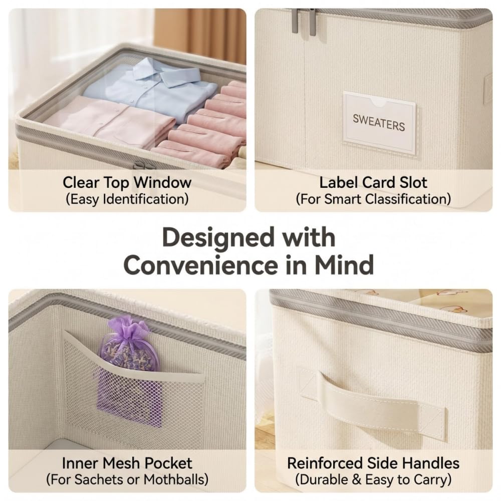 Składane pudełko do przechowywania ubrań z pokrywką i przezroczystym
