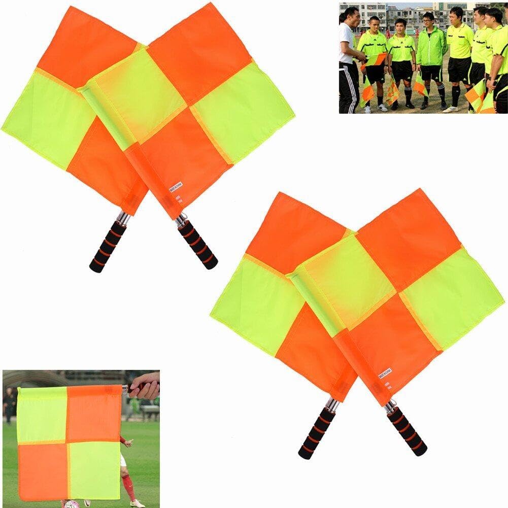 Lot de 2 drapeaux d'arbitre avec sac de rangement football hockey