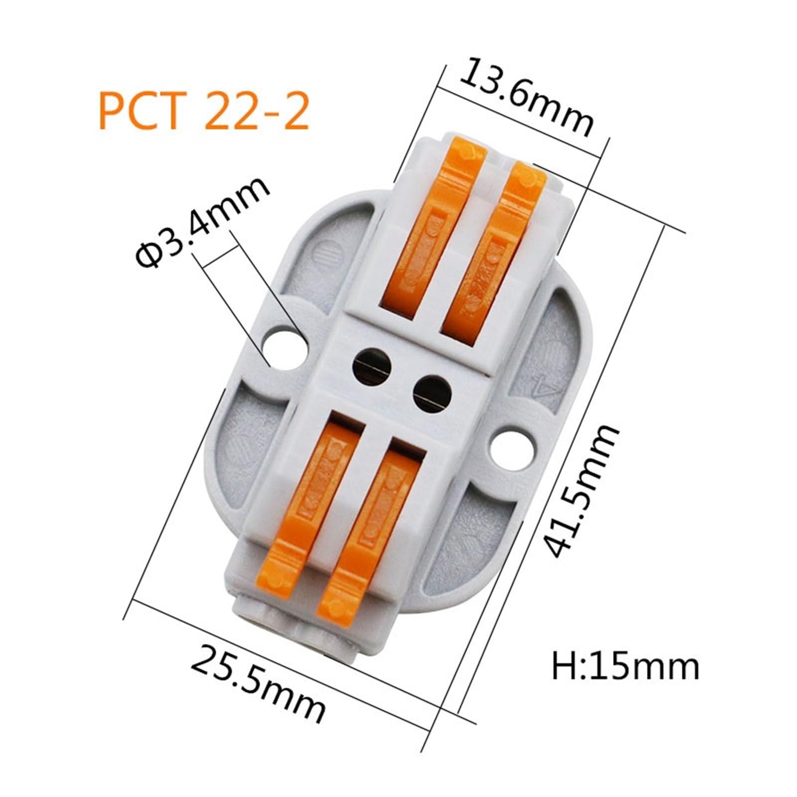 Mini connecteur de fil électrique rapide, 2/3/4/5/6/8/10/12 broches, amarrage universel, conducteurs de câblage rapide, bornier enfichable (Color : PCT-22-5, Size : 1 PIECE)