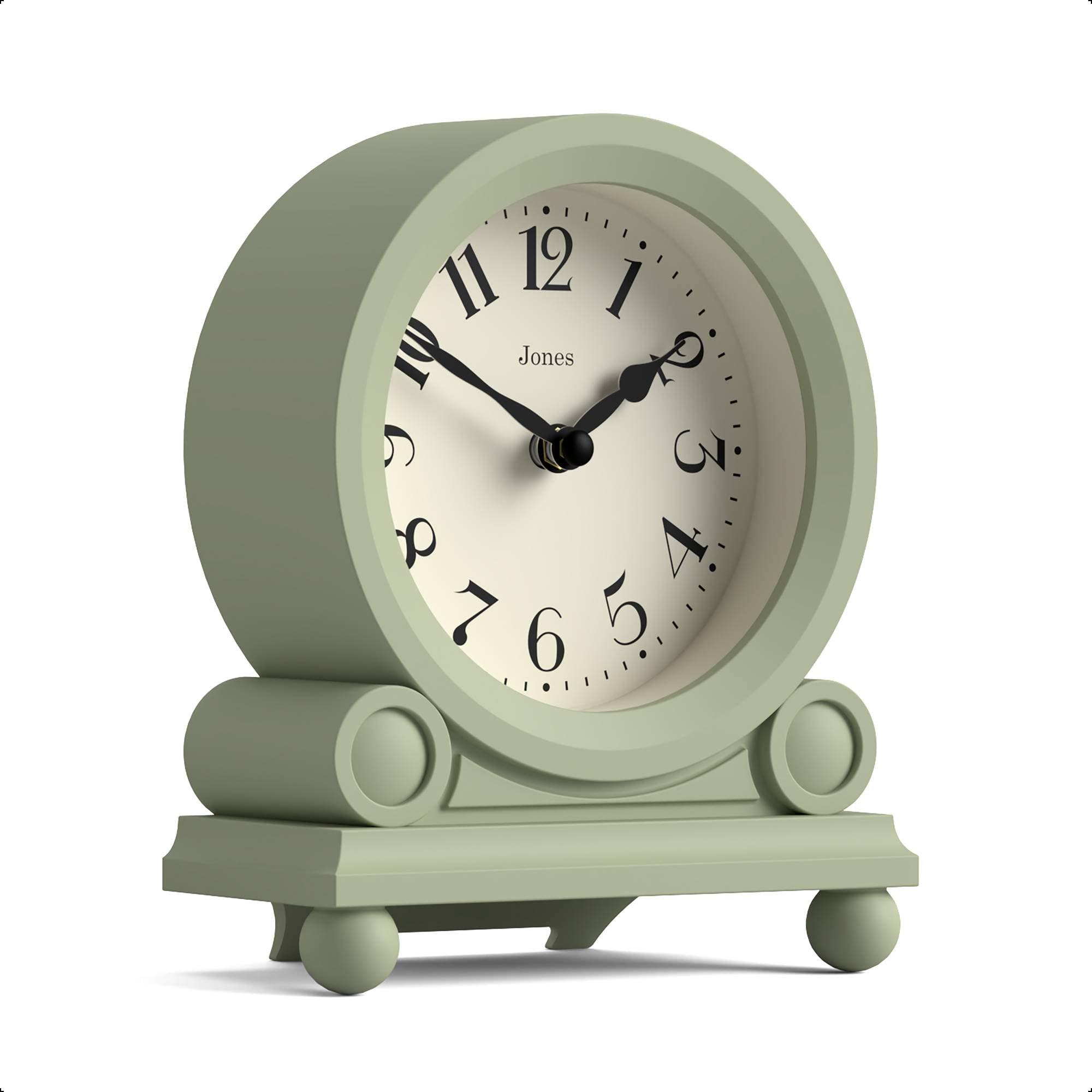Jones Clocks Sage Green Jones Clocks® Maida Vale Mantel Clock | Small Traditional Desk Clock | | Pretty & Charming Ideal For Mantelpiece, Bookshelf Or Bedside