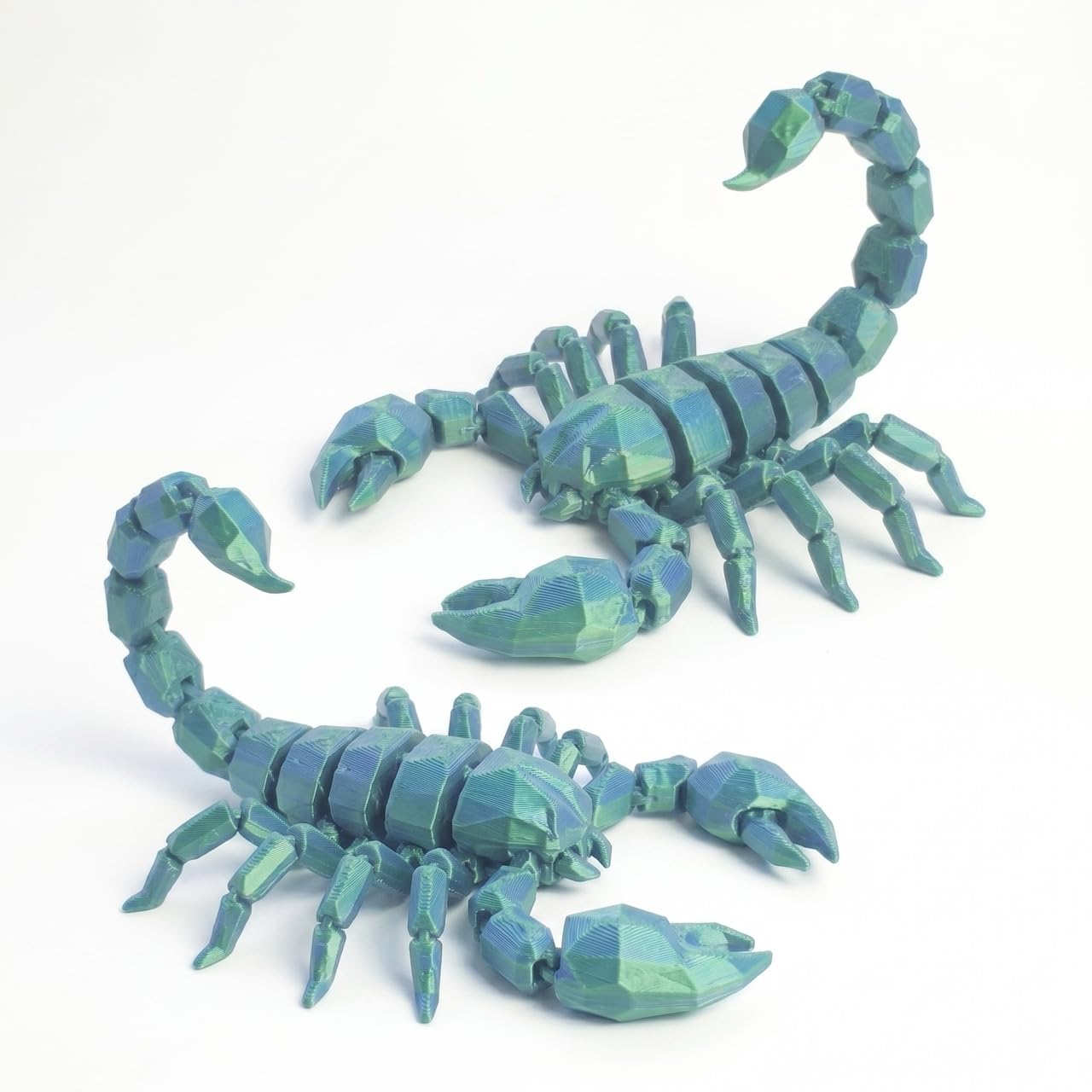 3D Printed Articulated Scorpion Fidget Toy - Poseable Moveable Jointed Scorpion Figure for Desk Decor, Office, Gift for Adults & Kids, D&D Prop (Blue-Green,S)