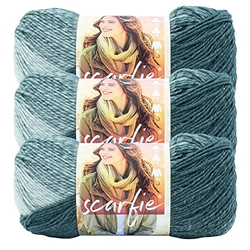 Image of (3-Pack) Lion Brand Yarn 826-233L Scarfie Yarn, Pale Grey /Bluestone