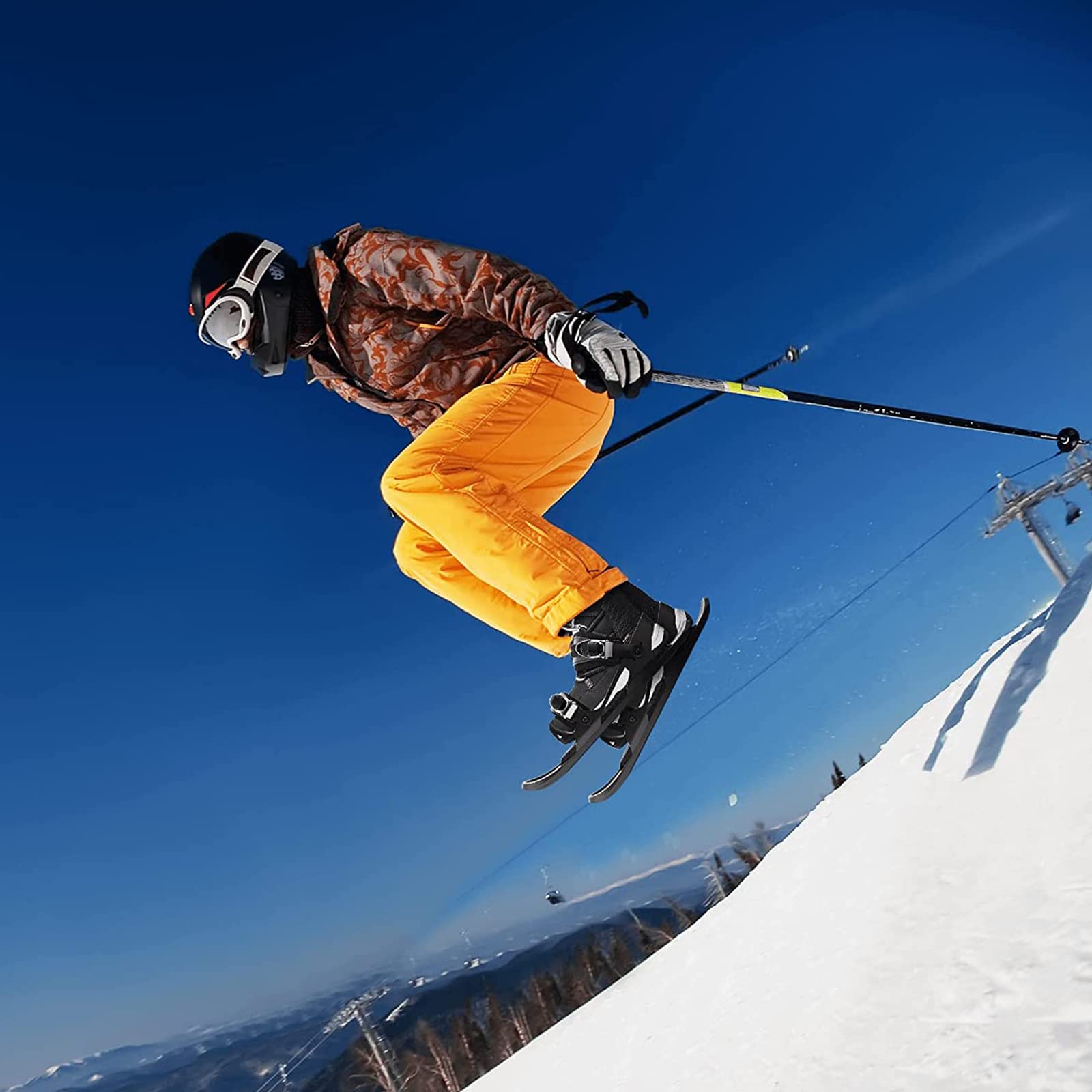 Raquettes à Neige Patins de Ski pour Raquettes à Neige, randonnée, Ski de randonnée - Convient pour la Taille 35-48,Noir