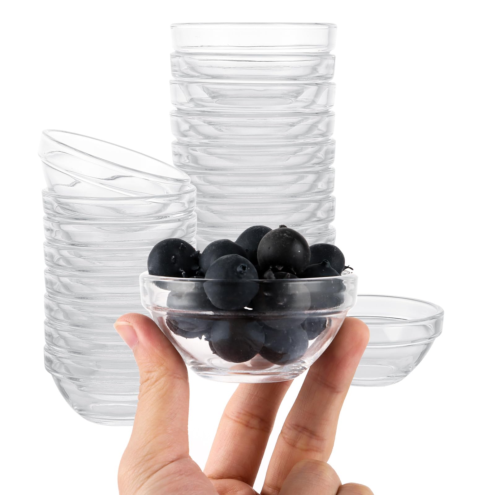 20 ciotole per dessert, diametro 6 cm, ciotole in vetro, ciotole per snack, ciotole in vetro temperato per dessert, tapas e snack