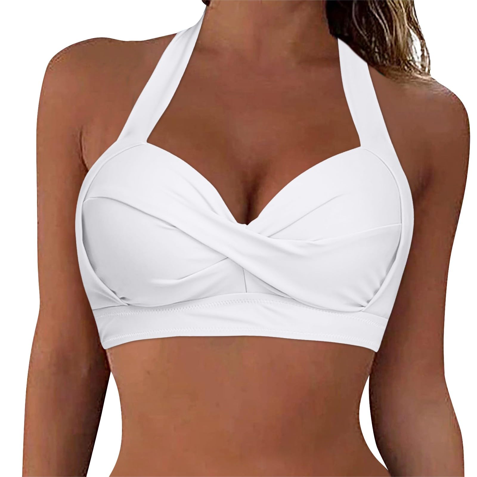 Dinglong Bikini Talla Grande Traje de baño con Cordones para Mujer, Tops con Aros, Bikini de, Top Up, Top para Nadar, Traje de baño con en la Espalda, Tops Bikini Talla Grande