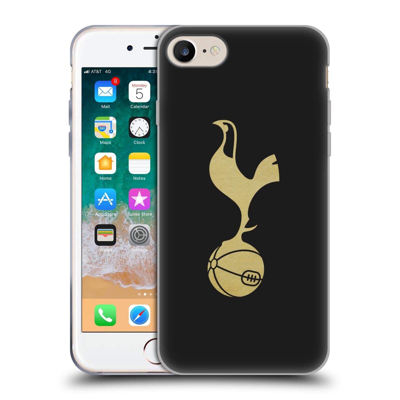 Head Case Designs Officially Licensed Tottenham Hotspur F.C. Black And Gold Badge Soft Gel Case Compatible With Apple iPhone 7/8 / SE 2020 & 2022
