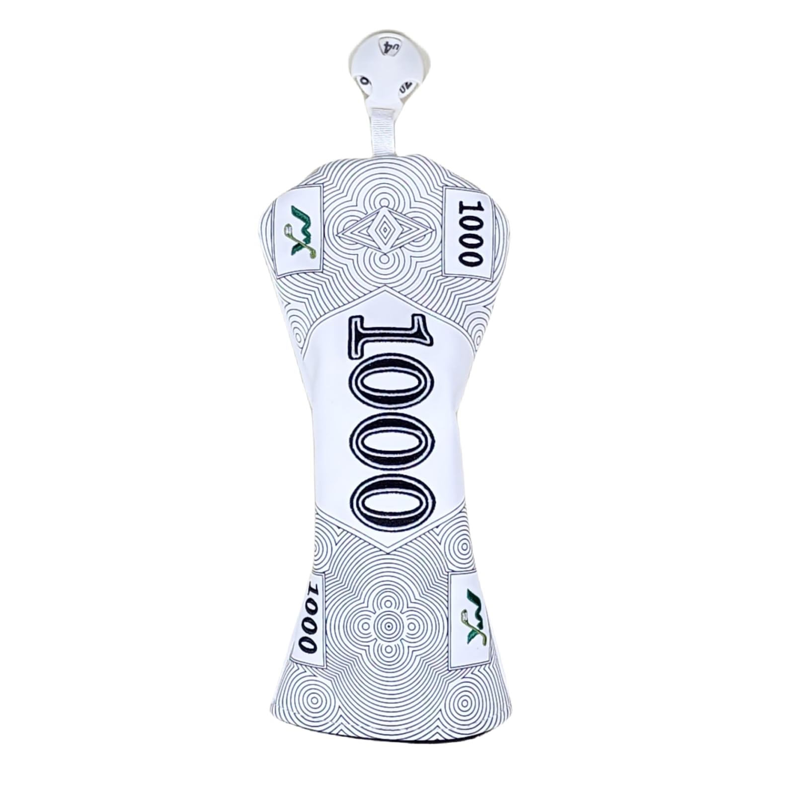 America Wealth Chip US 100 300 500 1000 Dollar Golf Club Head Covers, Fake Leather Attracting Good Luck Golf Club Headcover for Driver Fairway Hybrid