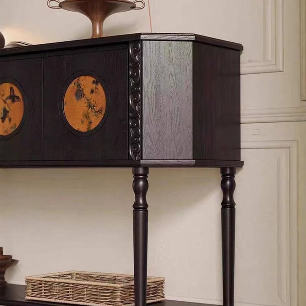 GRLEAF Tavolo Console 47'' Con Prese E USB – Ingresso Stretto Con 3 Cassetti – Striscia LED Opzionale