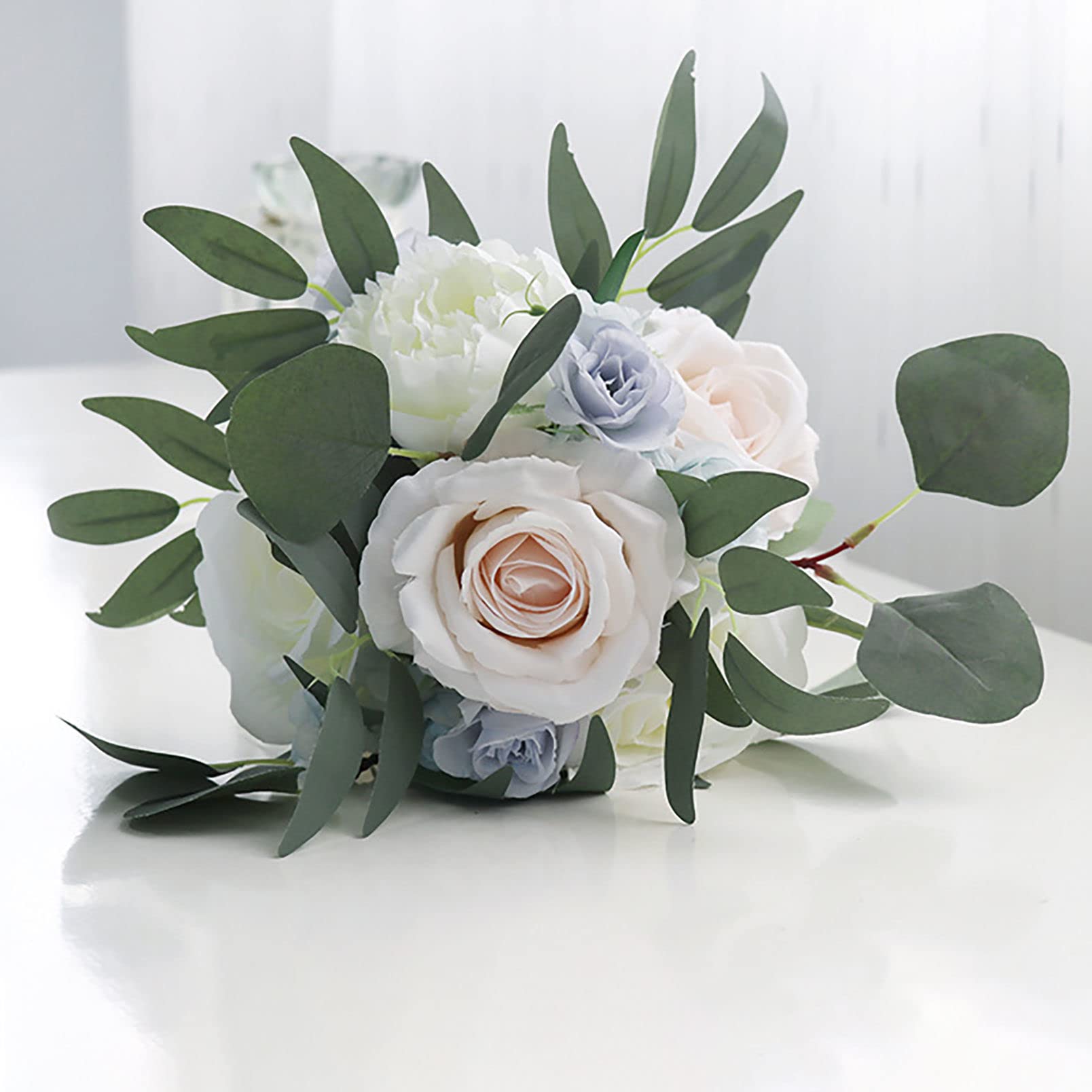 Fiori Artificiali Piante Foresta Simulazione Fiore Bouquet da Sposa Bianco Blu Matrimonio per Centrotavola Addio Decorazioni Romantiche (1) (1 B) Interessante
