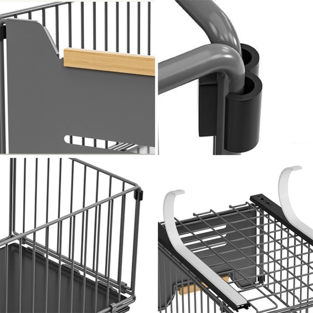 Cassetto da cucina estraibile telescopico per mobiletto inferiore, cestello in acciaio nero, 37,5 x 24,5 cm (nero)
