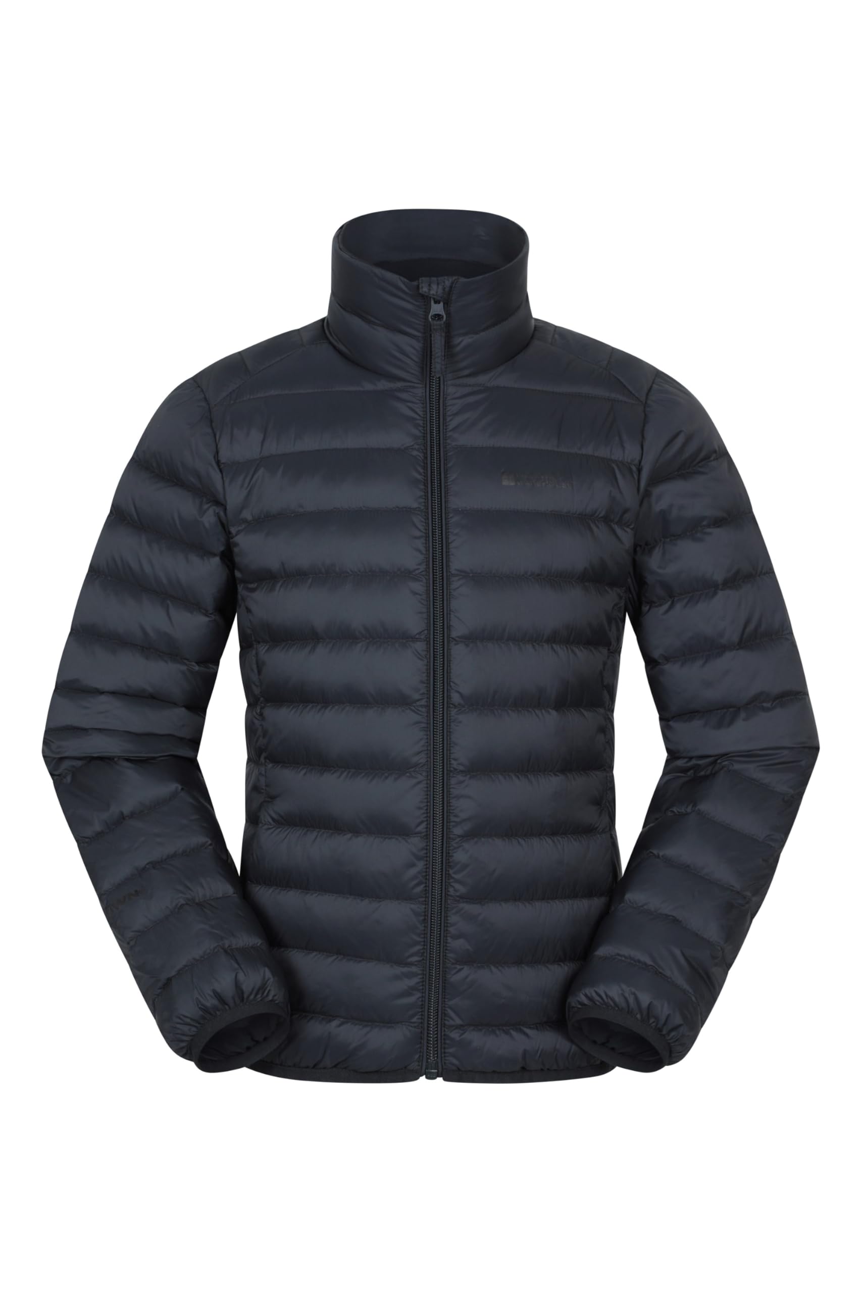 Mountain Warehouse Featherweight Kids Down Jacket - Downproof lining, Zipped pockets, Down filling, Boys & Girls - Best for Autumn Winter, Outdoors, Travelling & Hiking Jet Black Kids Size 11-12 Years