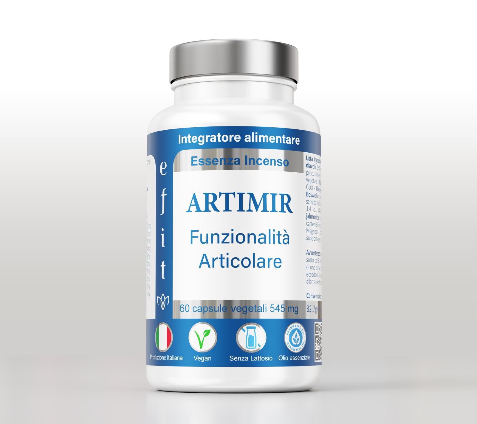 EFIT ARTIMIR Glucosamina MSM Acido Ialuronico - Integratore Articolazioni Alto Dosaggio con Boswellia Artiglio Diavolo Bromelina - Supporto Cartilagine Ossa Tendini - 60 Capsule Made in Italy