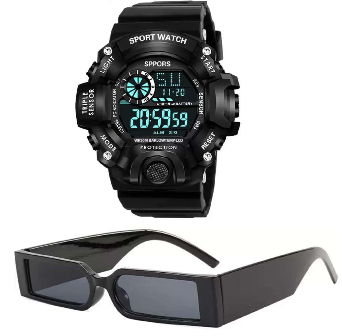 SELLORIA Premium Brand Boys Mens Black Wrist Watch with Black SUNGLAS Good Return Gift for Boys Analog Watch for Men Pack of 2 (Black) (B0CDCQQBTL) Amazon Price History, Amazon Price Tracker