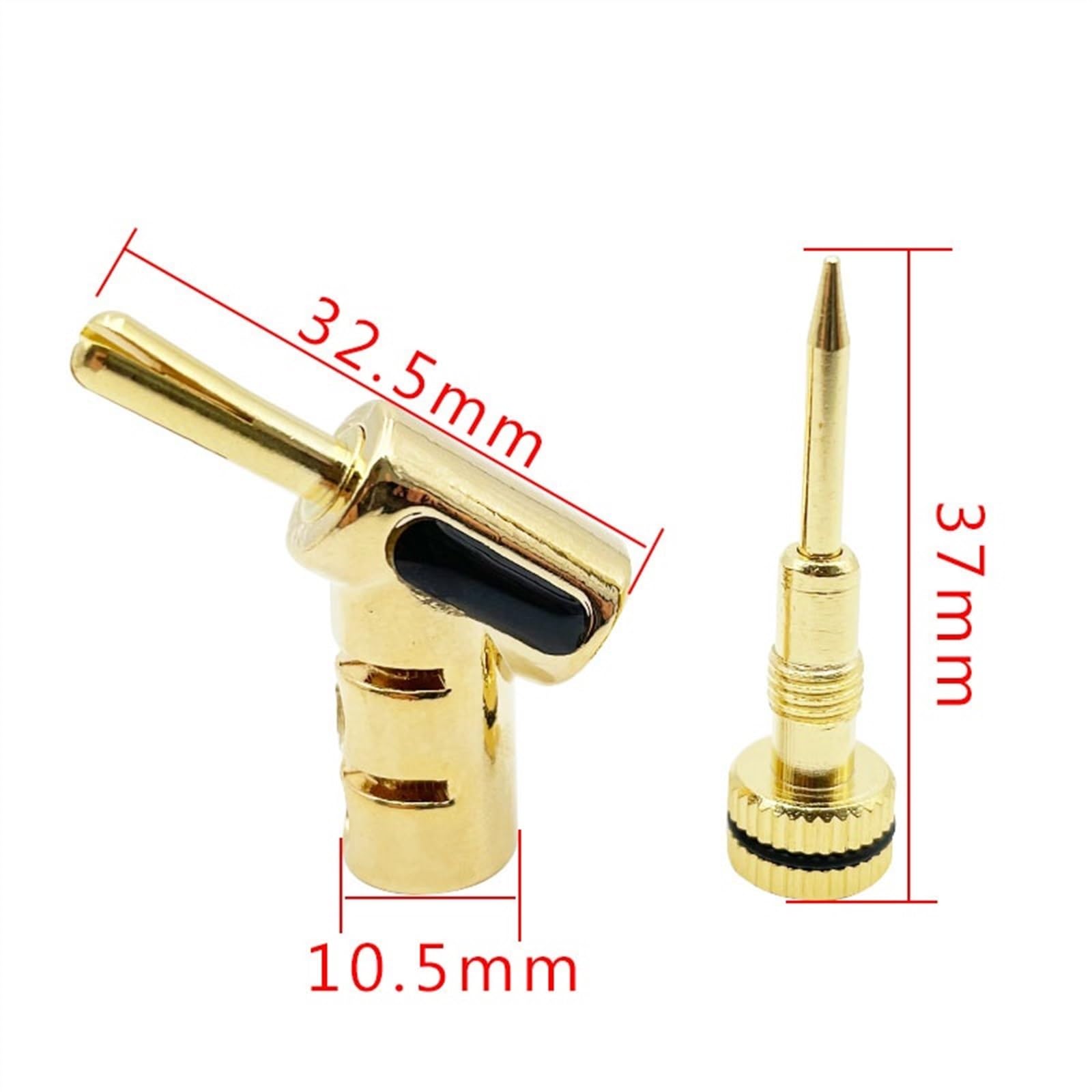 Connecteurs Banane plaqués Or 24K, fiche Banane à Verrouillage 45 degrés for câble de Haut-Parleur, 8 pièces/4 Paires(Black 8PCS)