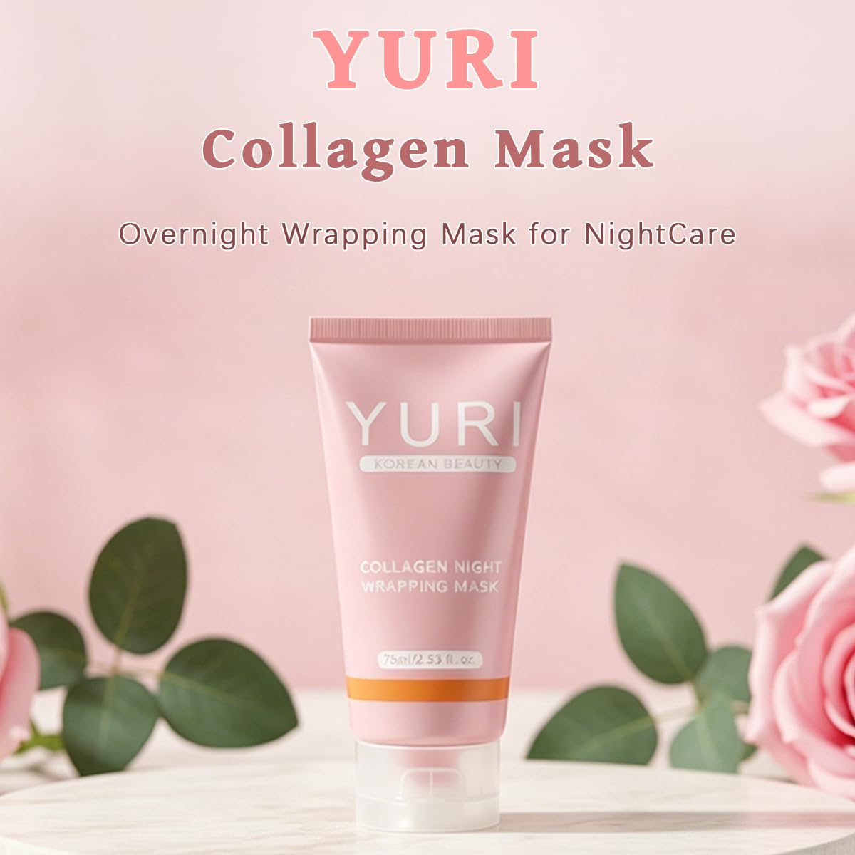 YURI Collagen Mask, Collagen Night Wrapping Peel-Off Mask, Hydrating & Firming Overnight Face Mask, Easy Peel Skincare for Smooth & Glowing Skin, Ideal Gift for Women & Teens, 2.54 Fl Oz
