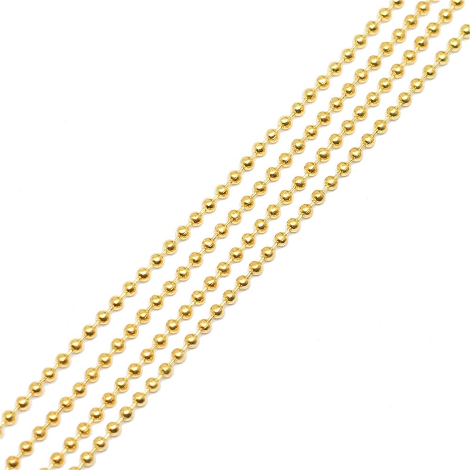 Fournitures bricolage : chaîne de perles métal 1.2mm dorée pour fabrication bijoux