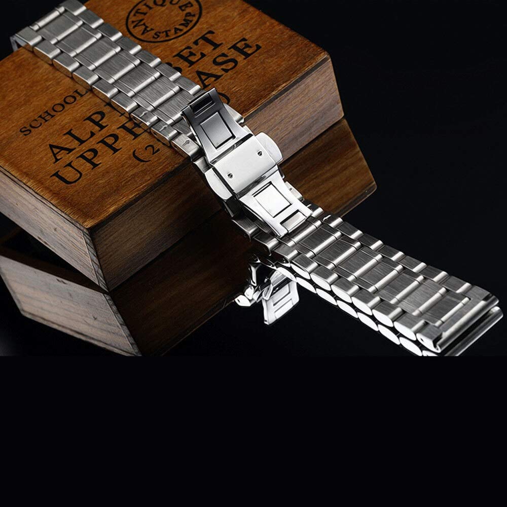 Sangle de montée 18/19/20/22/26/26 / 28 mm de Largeur en Argent en Acier Inoxydable pour Les Montres intelligentes Business Smart Watches (Bande: 26 mm)