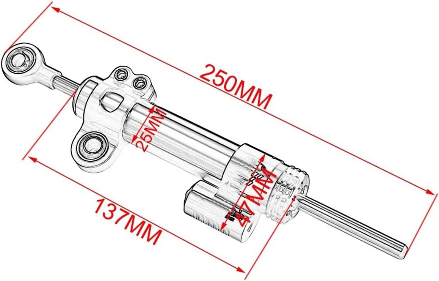 Fit for Motorcycle Universal Steering Damper Adjustable Stabilizer Anti-Wobble Shock Absorber Steering Damping Steering Damper Stabilizer