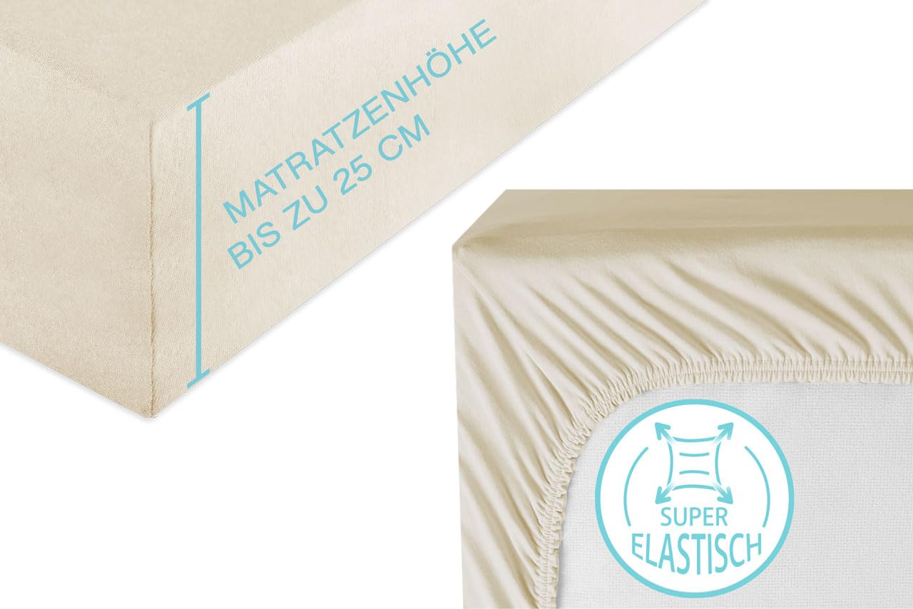 3-teiliges Set für Wohnmobile oder Wohnwagen, Spannbettlaken Heckbett - Single-Jersey - 97% Baumwolle, 3% Elastan - Größe 70x190 cm - 85x210 cm (2X) + 35x130-50x145 (beige) von Castejo