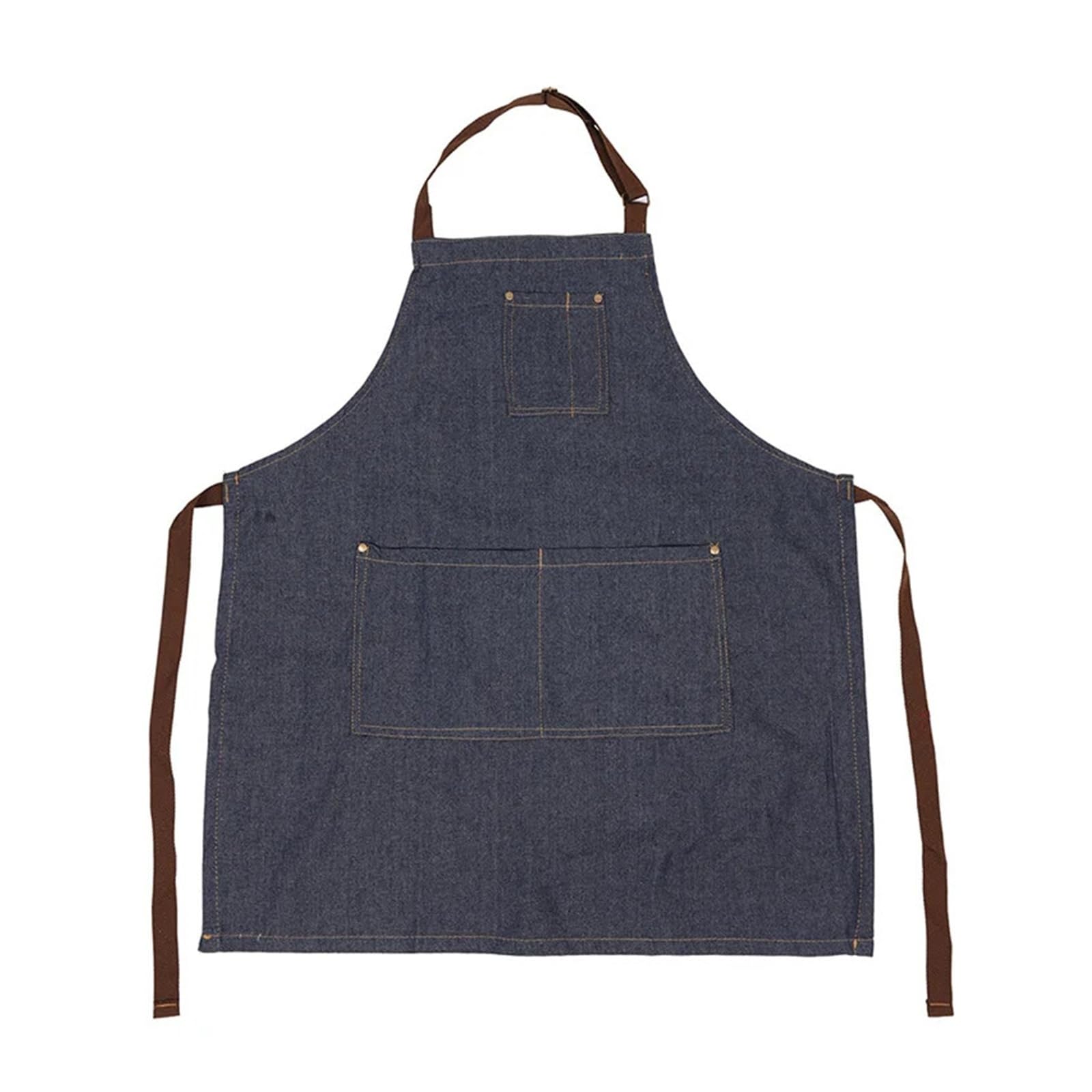 Tablier en Denim avec tour de cou réglable, poche avant pratique, doux