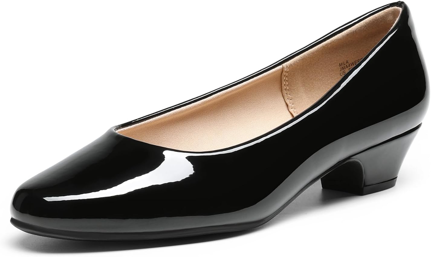 DREAM PAIRS Women's Mila Low Chunky Heel Pump Shoes