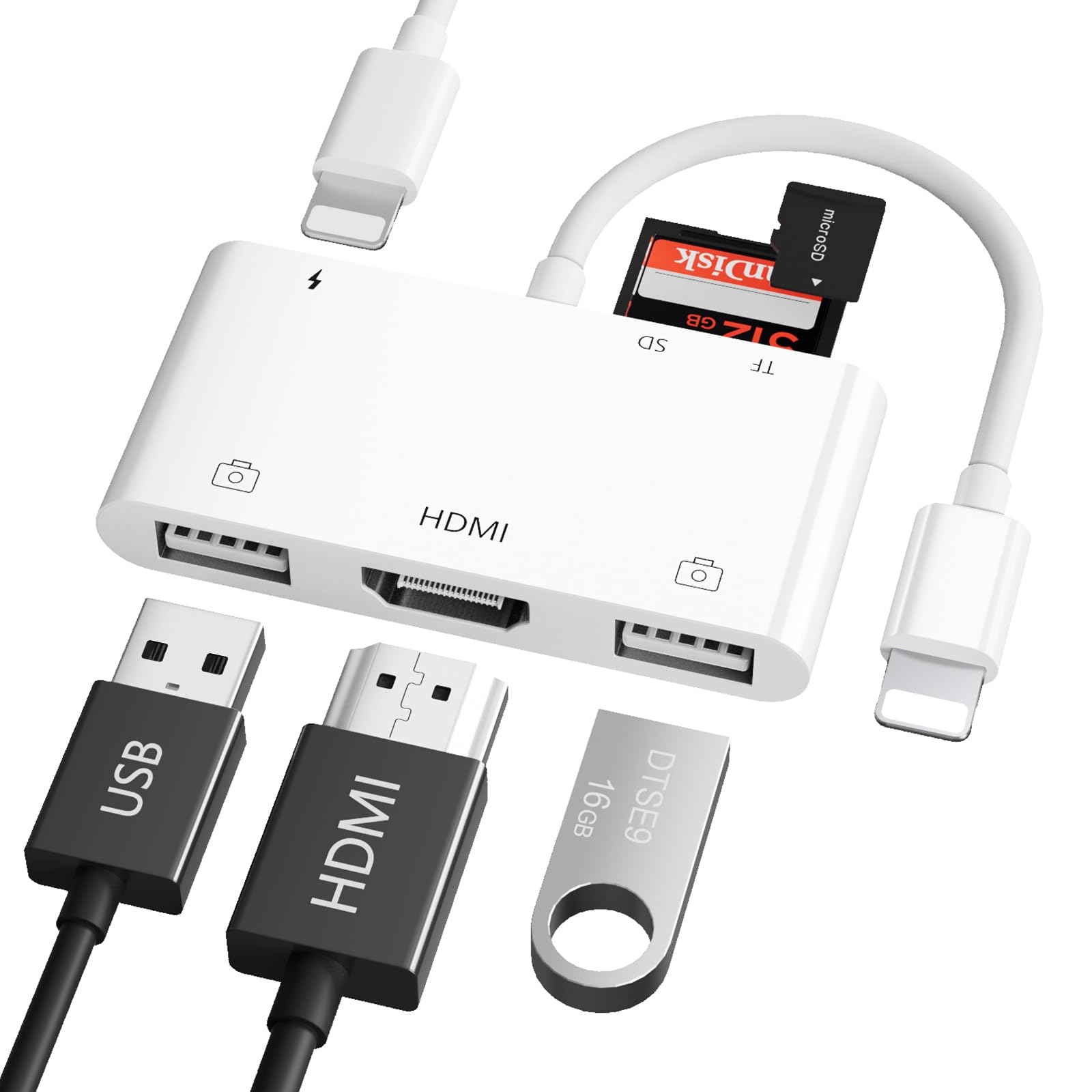 Adattatore Fotocamera USB iPhone,Adattatore USB iPhone OTG Femmina 3 in