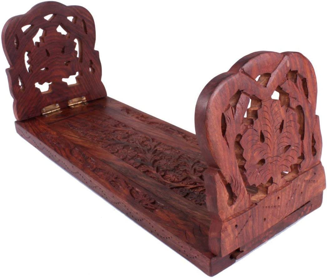 GURU JEE™ Handmade Wooden Book Rack Floral Design Book Holder Stand Shelf Shelves Expandable Book End for Bedrooms Study Living Room Office Showpiece Gifts (Brown_Tree of Life)-image-26