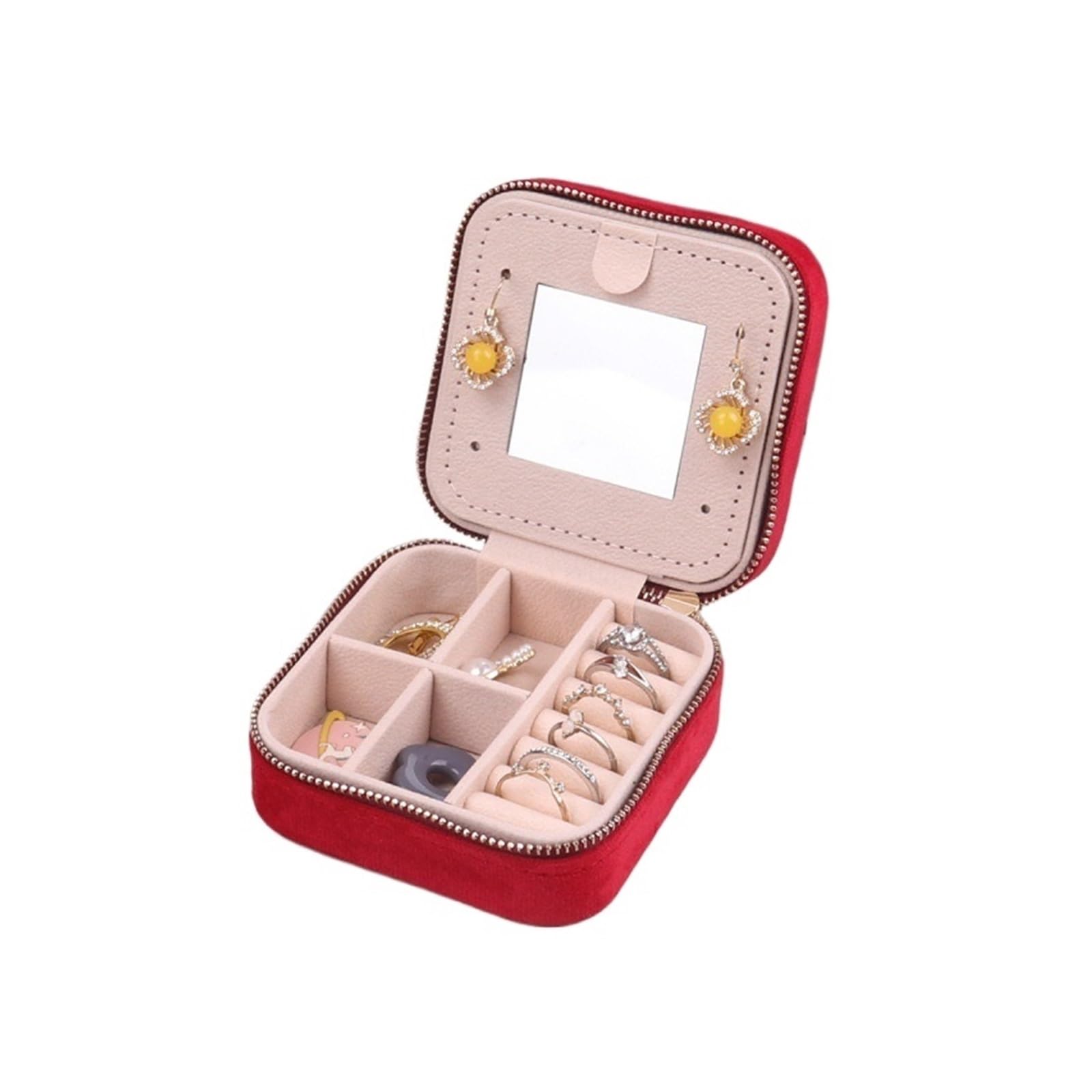 WTAXBH Jewellery Box Velvet Jewelry Storage Box For Rings Necklaces Pendants Bracelets And Accessory Display(Red)