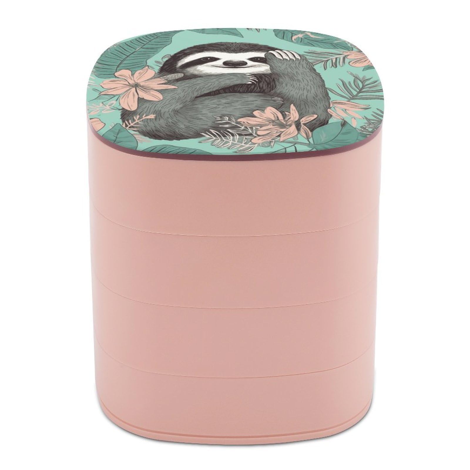 JTREHY Animal Sloth Mint Green Jewelry Box 4-Layer Covered Rotating Jewelry Storage Box Large Capacity Storage Boxes Portable Jewelry Case for Bracelets Earrings Necklace
