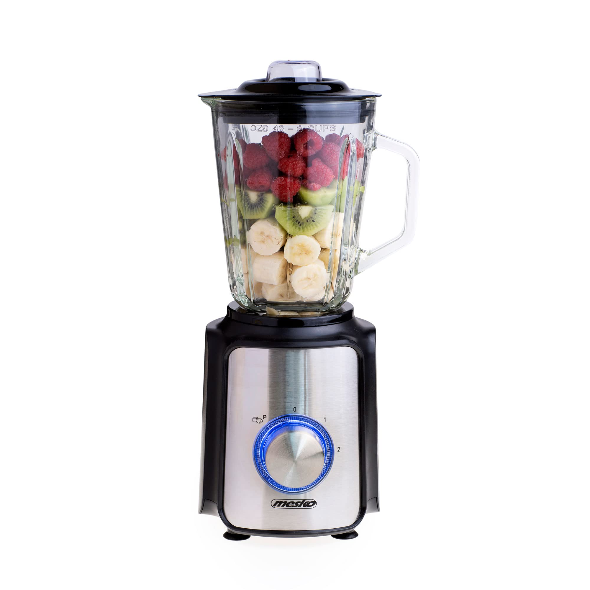 Mesko MS4080 Frullatore 1,5L Vaso di Vetro, Tritaghiaccio, Potenza 1200W, Smoothie/Frutta, Blender 2 Velocità + Funzione Pulse, Lame in Acciaio Inox