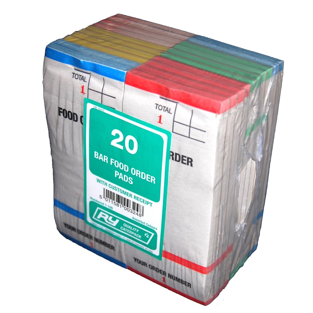 Caterpack - 20 Pack Waiter Order Pads - Restaurant Cafe Takeaway Food Order Notepads, Waitress Bar Food Pads, Catering Order Books, Hospitality Stationery,