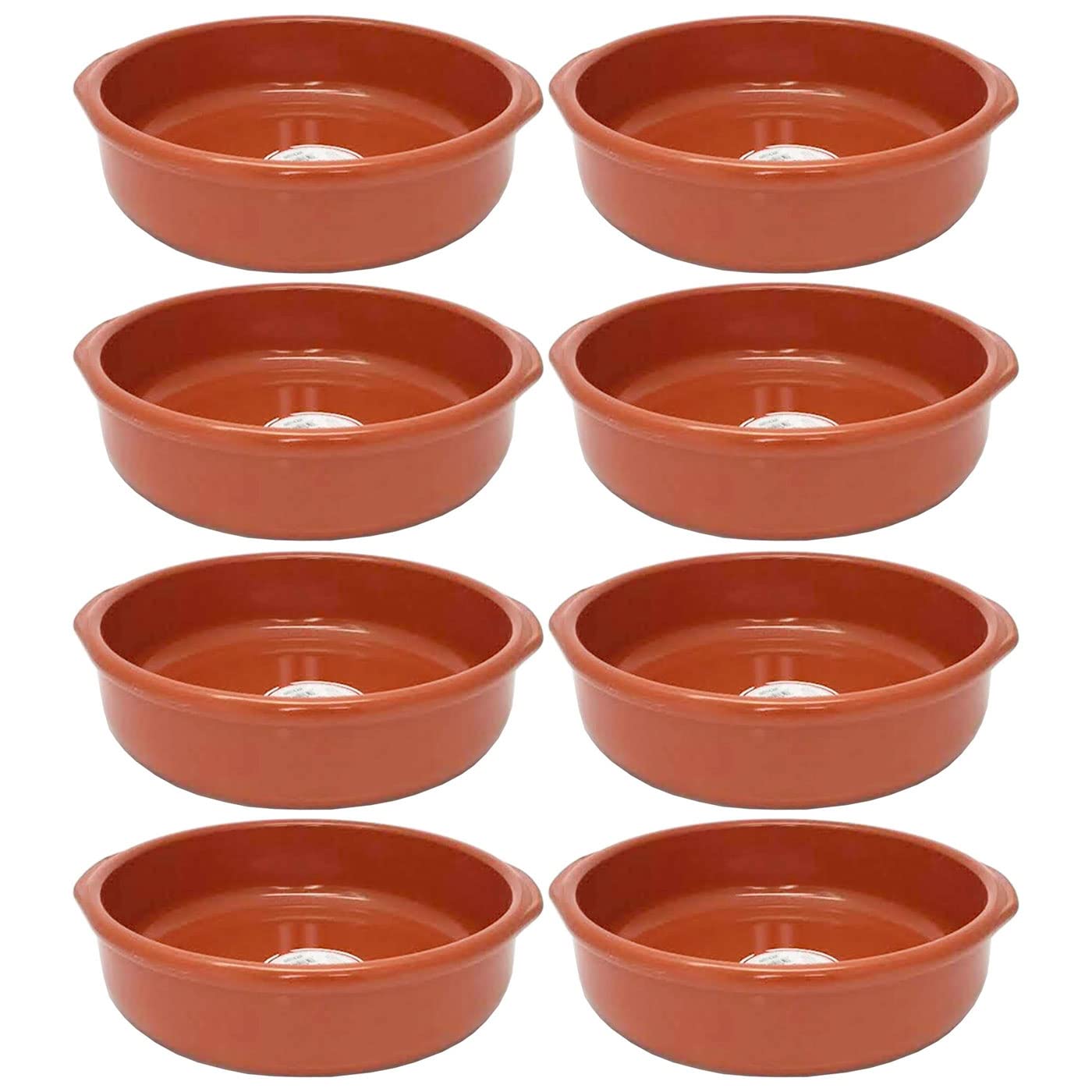 Acan Tradineur - Pack de 8 Cazuelas Redonda de Barro - Apta para vitro y Horno - Ideal para guisos y asados caseros - Ø 26 cm