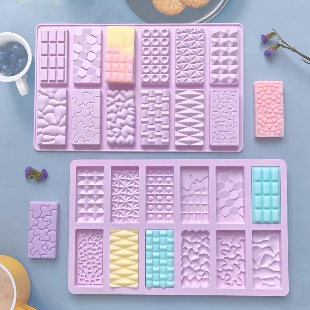 Chocolate Mould 12 Different Designs for DIY Chocolate Bars and Protein bar Making Non-Stick Molding Tray for DIY Chocolate, Candy, Energy Bars, and More-image-11