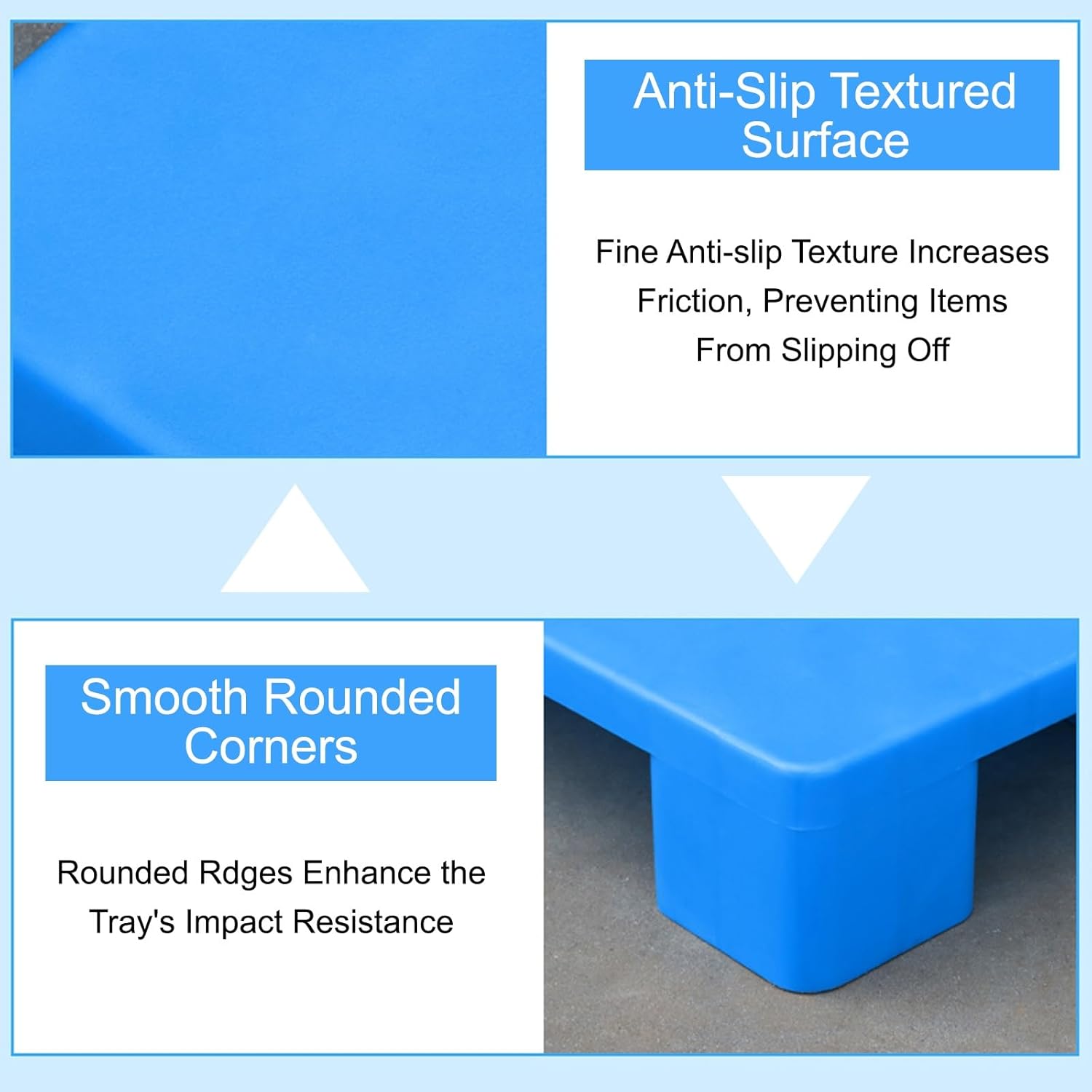 Plastic Pallet Easy to Stack, Plastic Tray for Easy Cleaning in Industrial and Laboratory Use, Lightweight Moisture-Proof Floor Pallets, for Garage Warehouse(Gray,50 * 30cm/19.7 * 11.8in)