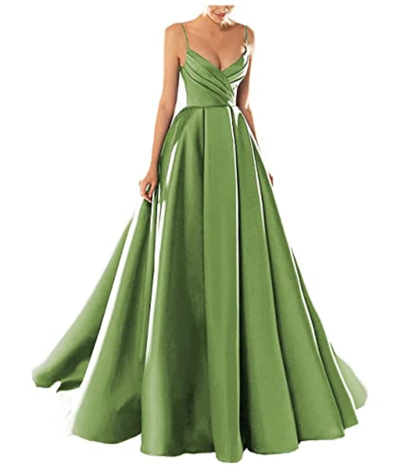 yhfshop Formal Long Evening Party Dress,Sexy V-Neck Spaghetti Strap Satin Evening Dress,Grape Purple,US8,Gowns Evening Bridesmaid Dresses — view 36