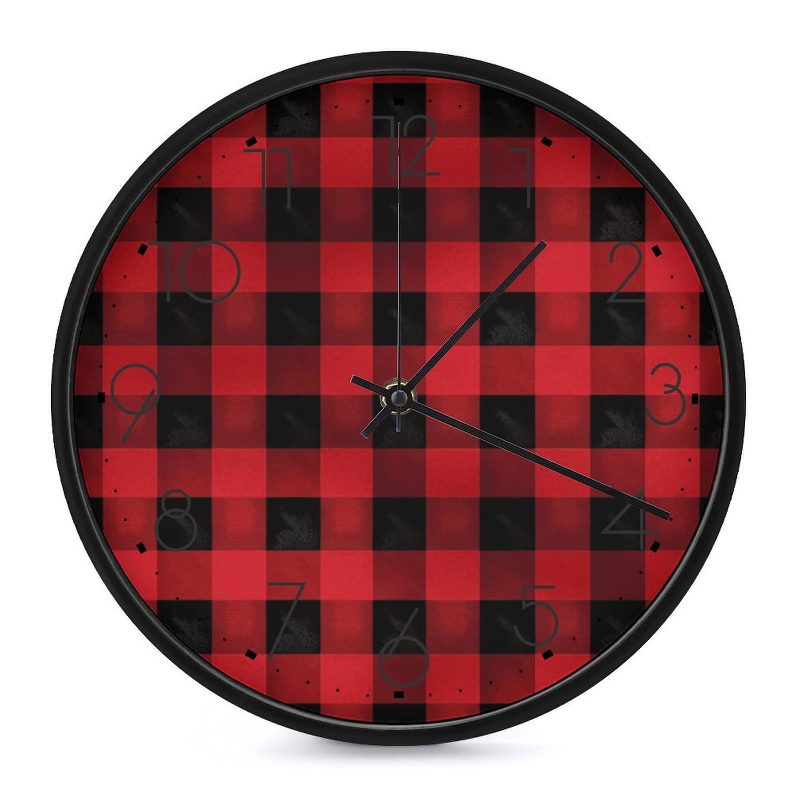 Horloge murale silencieuse sans tic-tac à piles motif tartan