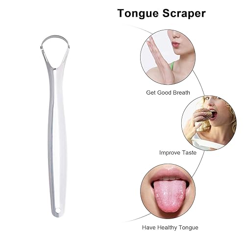 Miniatura 3 de Anself - Raspadores para lengua (2 unidades, en diferentes formas, reduce el mal aliento de acero inoxidable, rascadores de lengua de metal, para