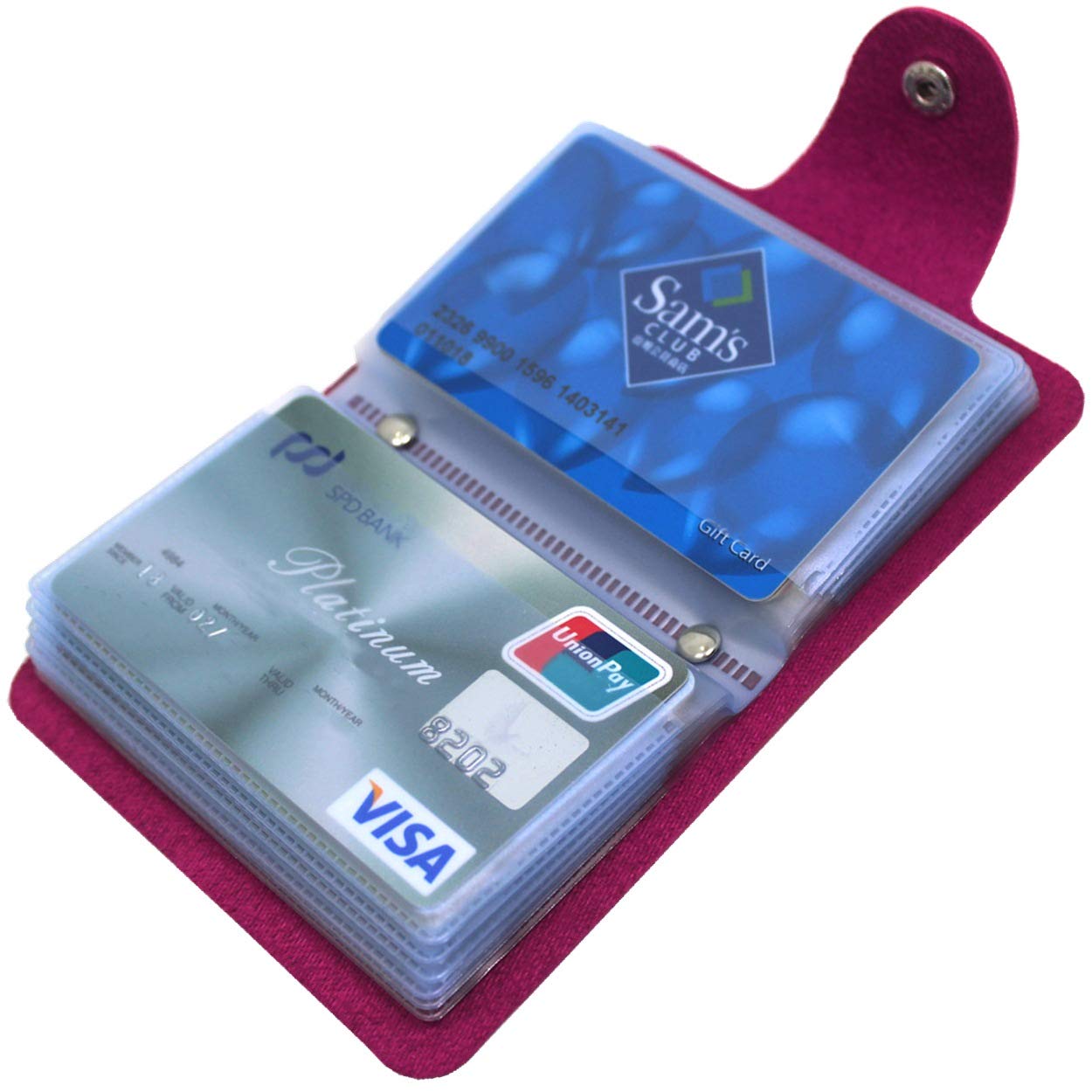 MocasorCredit Card Holder for Men & Women Bank Card Case with 24 Insert Slots (Rose Red)
