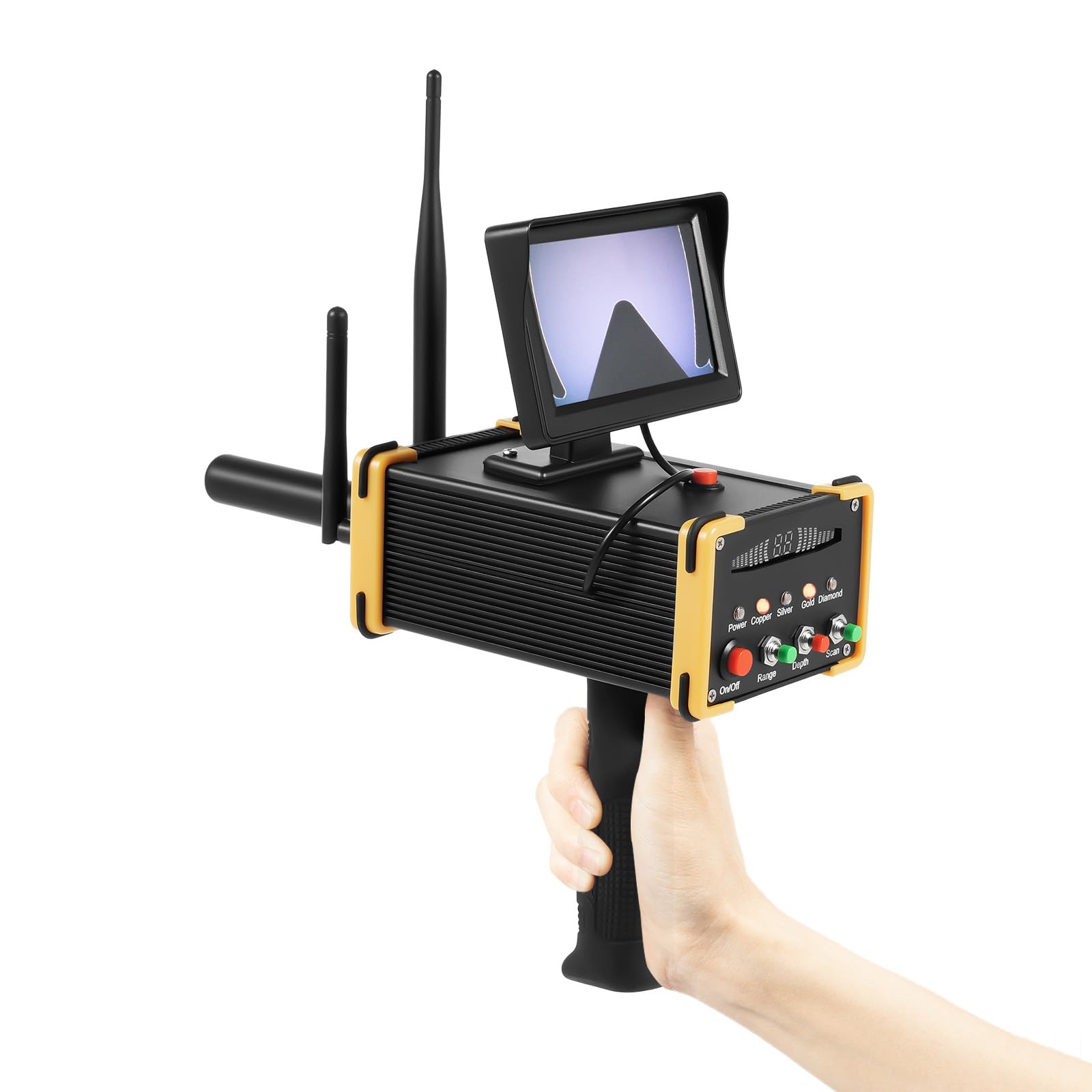 Metalldetektor Profi Wiederaufladbar, Metal Detector mit LCD Display, Gold Detektor für Gold Silber Kupfer, Schatzsuchgerät mit 99m Suchreichweite, Metallsuchgerät für Schatzsuche Outdoor