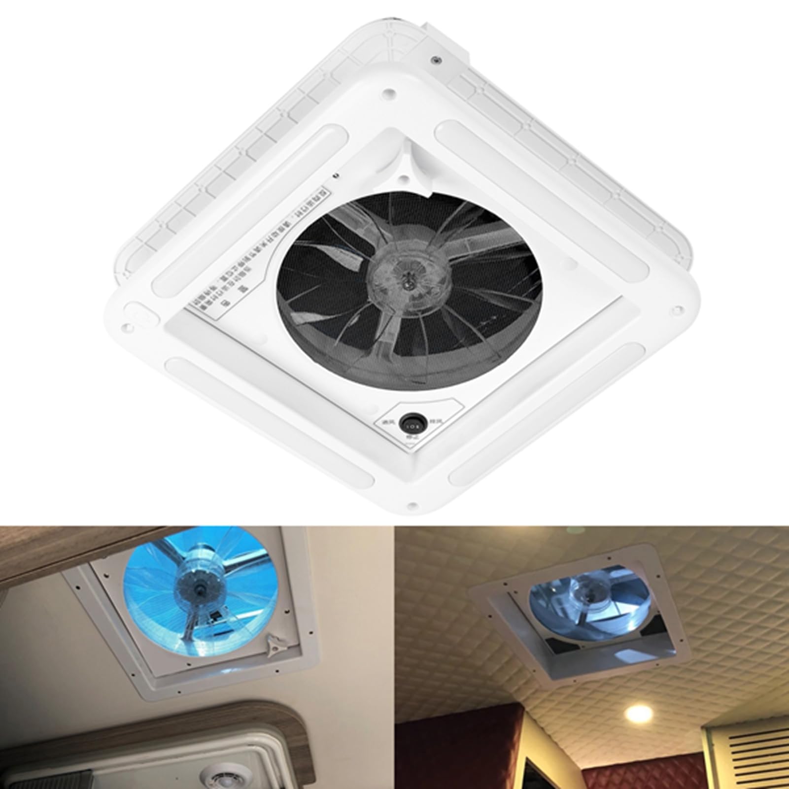 Bewinner Wentylator Dachowy 12V z lampą LED do Kampera