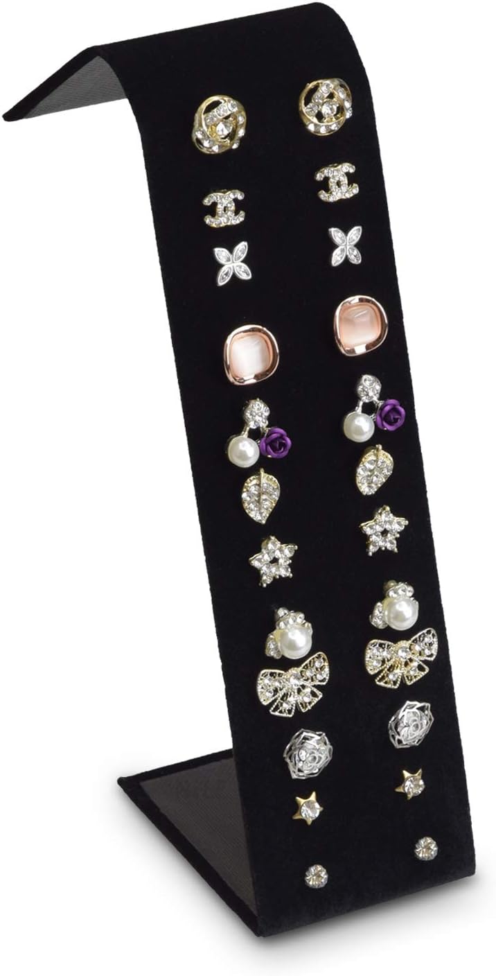 MOOCA PremiumBlack Velvet Adjustable Earring Display Stand Showcase Earring Jewelry