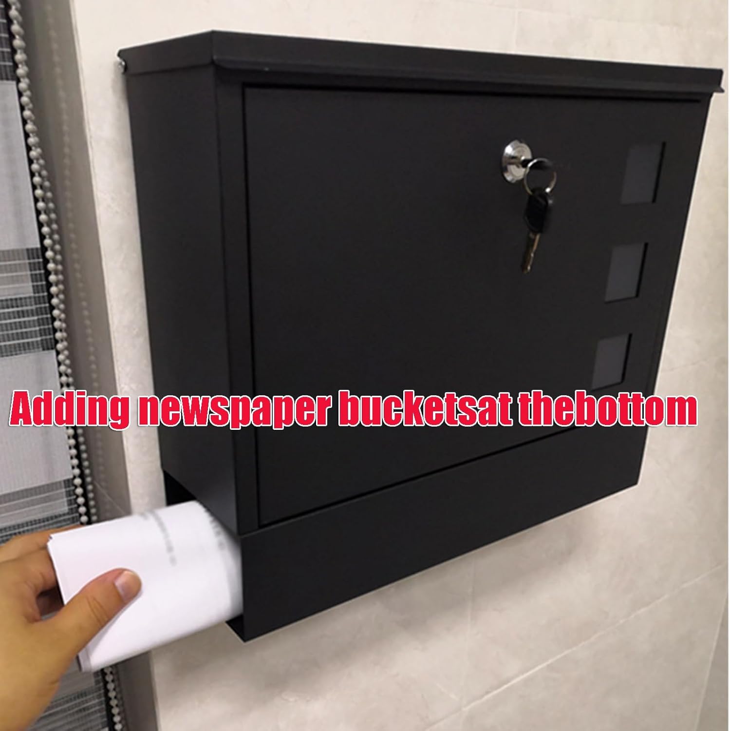 Locking Metal Mailbox Outdoor Rainproof Mailboxes with Newspaper Bucket Home Wall Mounted Parcel Boxes Multi-Color Available