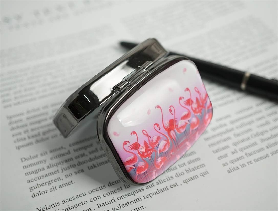 Prоmо Dіѕсоunt Uр Tо 70% оƒƒ Xutai Custom Personalized Square Stainless Steel Gun Silver Glass Travel Pill Case Decoration Box (Birds Flamingos)