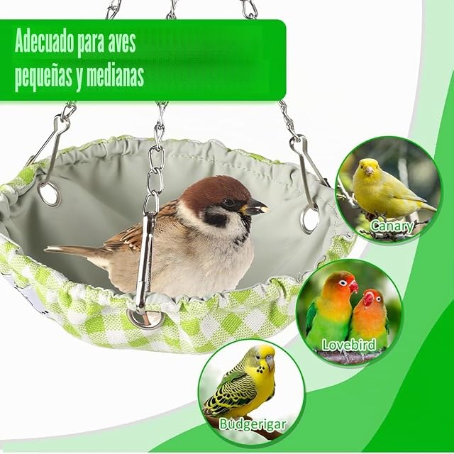Foto 6 de 7 de DONGKER Hamaca colgante para pájaros, cama nido de loro, para conures, cuáqueros, periquitos, pájaros del amor